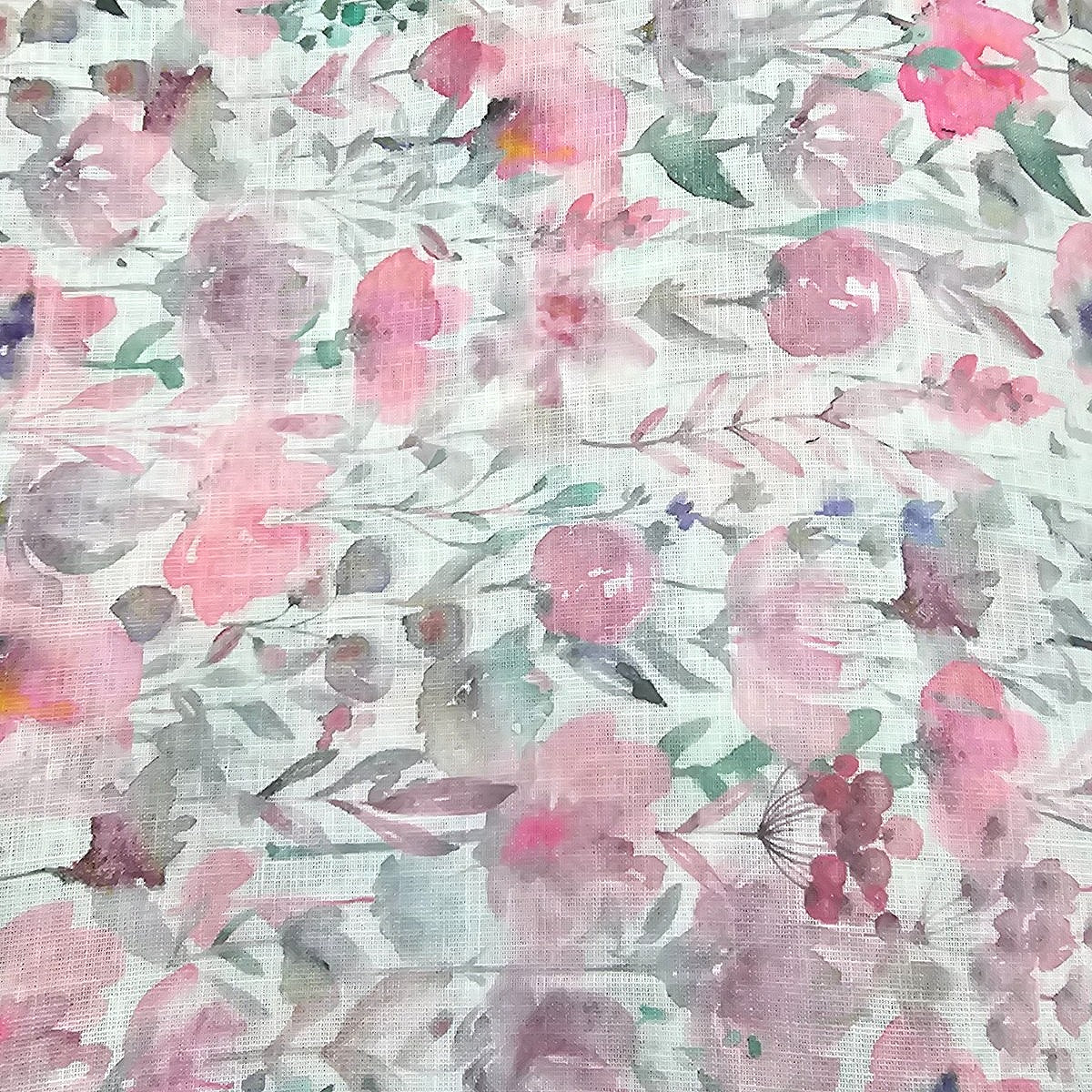 Cream Floral Linen Fabric - EA4448