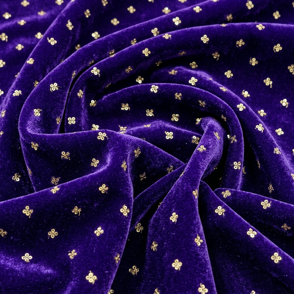 Embroidery Velvet Fabric - EA4457 - Swirl