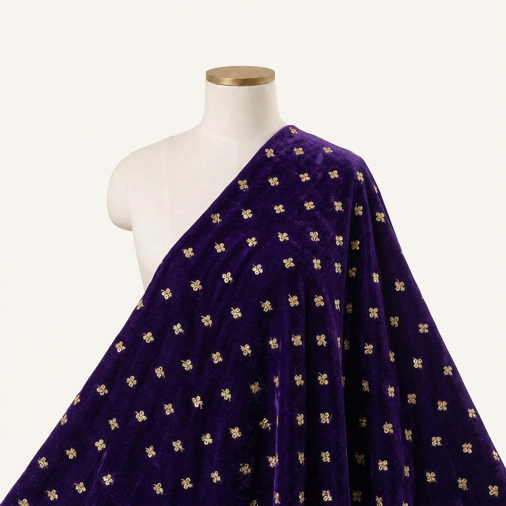 Embroidery Velvet Fabric - EA4457 - saree_drape