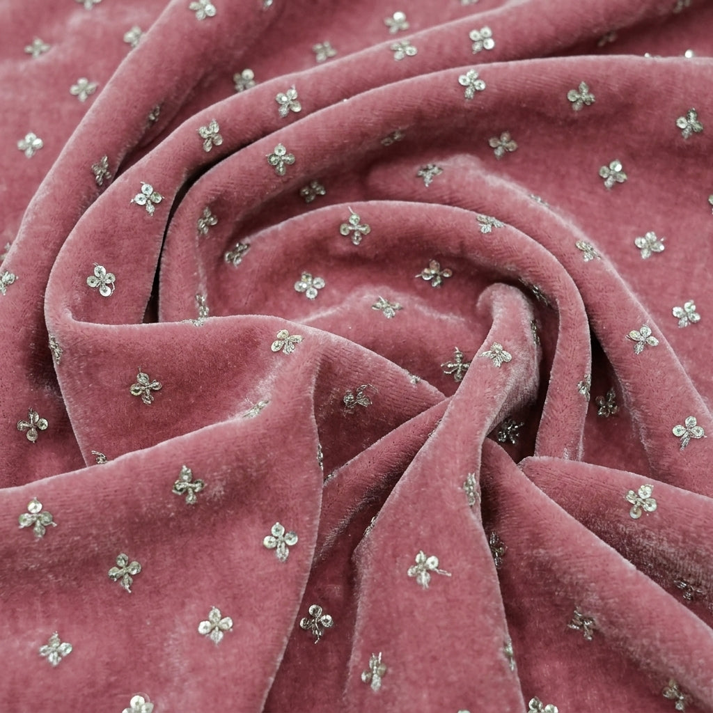 Embroidery Velvet Fabric - EA4464 - Swirl