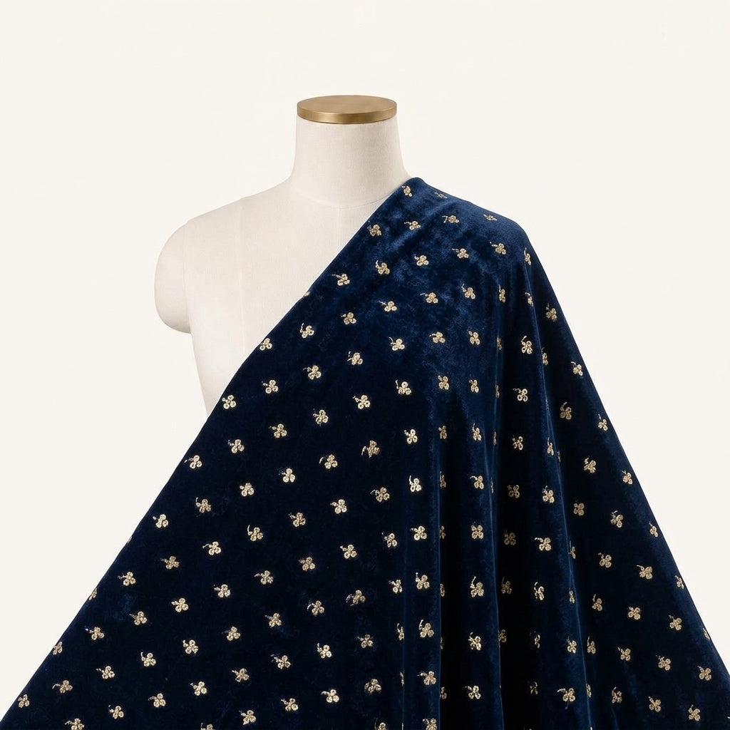 Embroidery Velvet Fabric - EA4466 - saree_drape