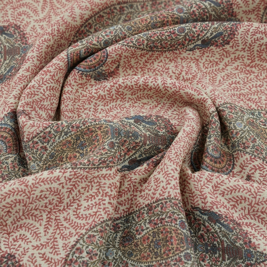 Cream Paisley Cotton Fabric - EA4478