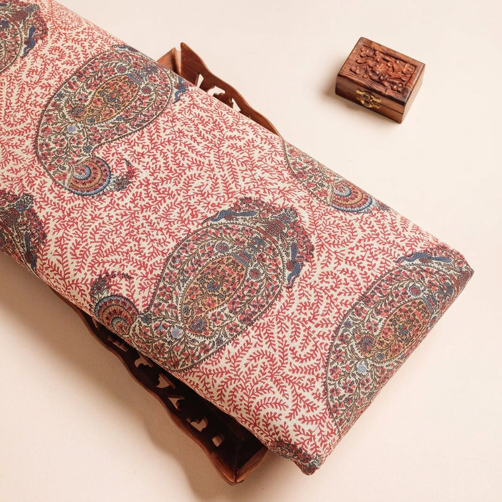 Cream Paisley Cotton Fabric - EA4478