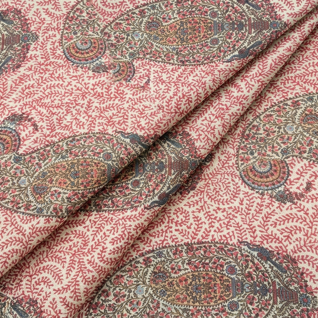 Cream Paisley Cotton Fabric - EA4478