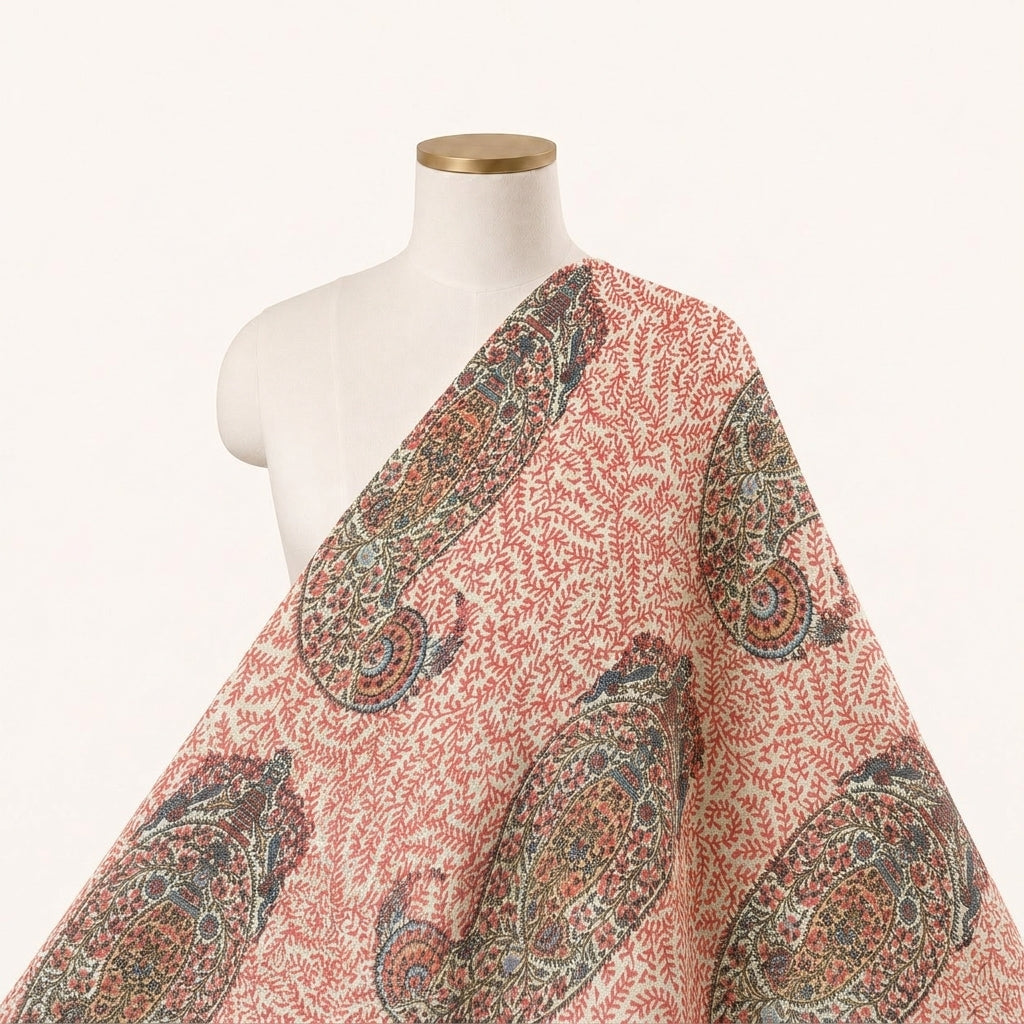 Cream Paisley Cotton Fabric - EA4478