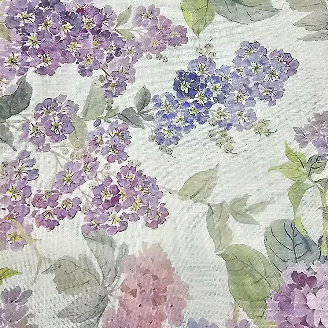 Cream Floral Linen Fabric - EA4483