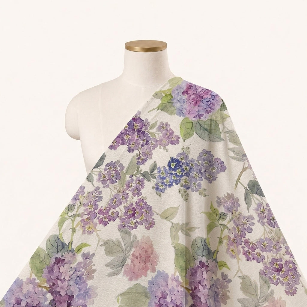 Cream Floral Linen Fabric - EA4483