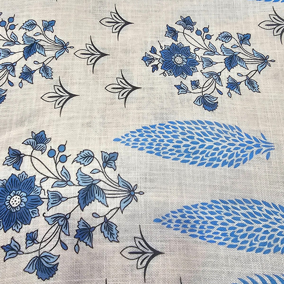 Biege Floral Linen Fabric - EA4484