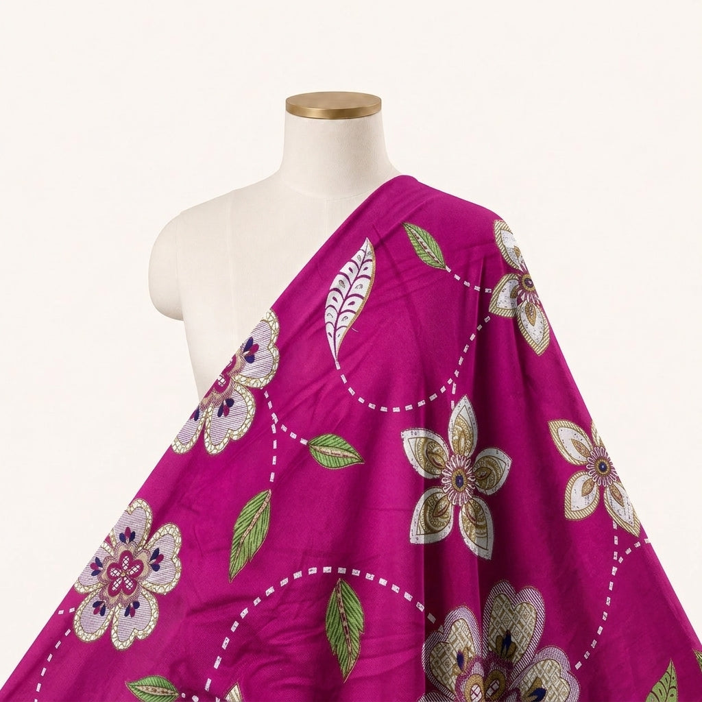 Pink Floral Rayon Fabric - EA4506