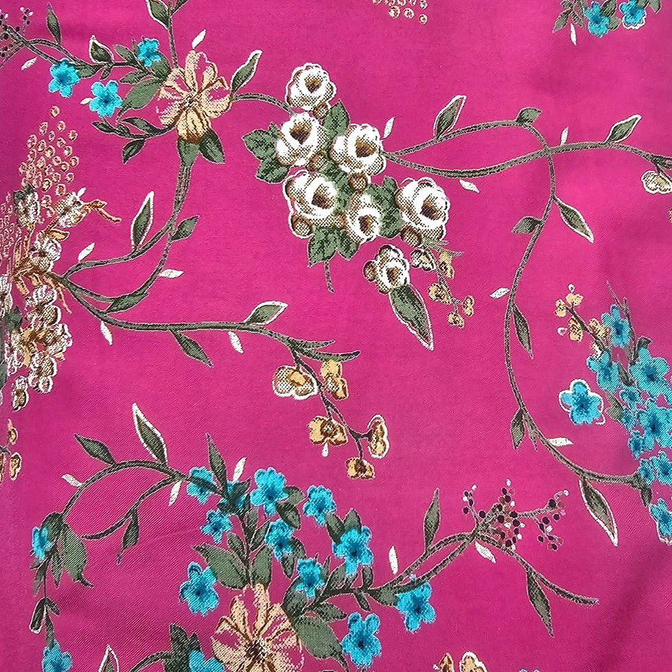 Pink Floral Rayon Fabric - EA4508