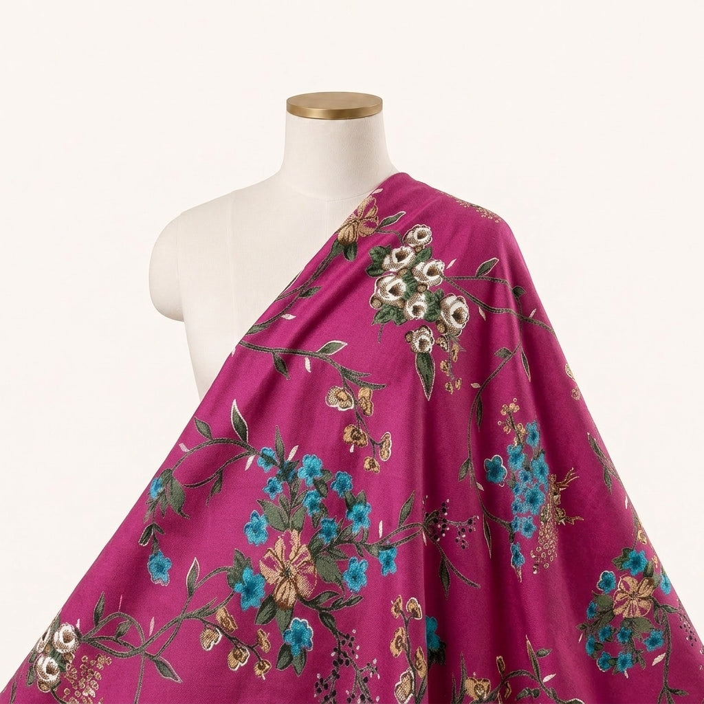 Pink Floral Rayon Fabric - EA4508
