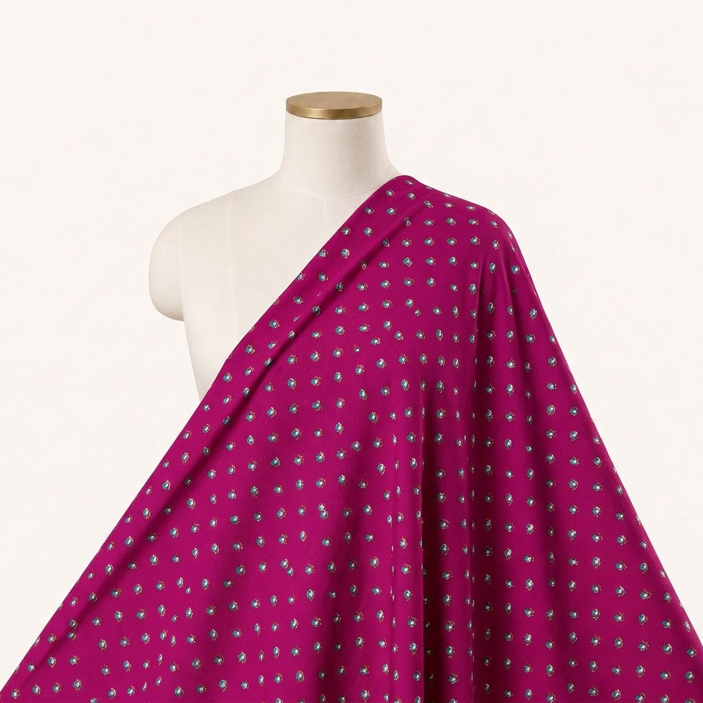 Pink Floral Cotton Fabric - EA4510 – drape view