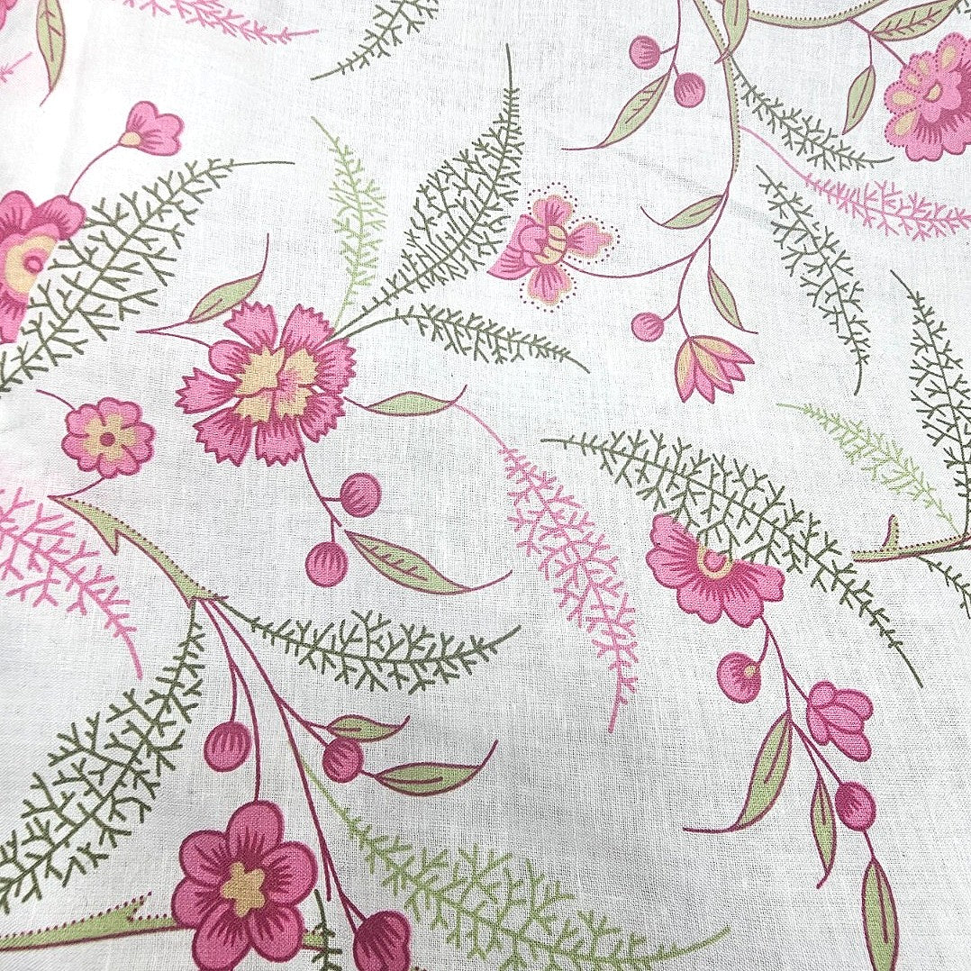 White Floral Cotton Fabric