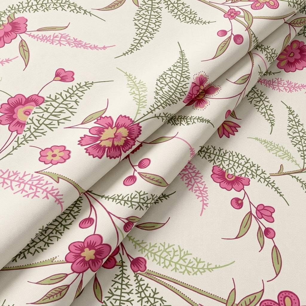 White Floral Cotton Fabric