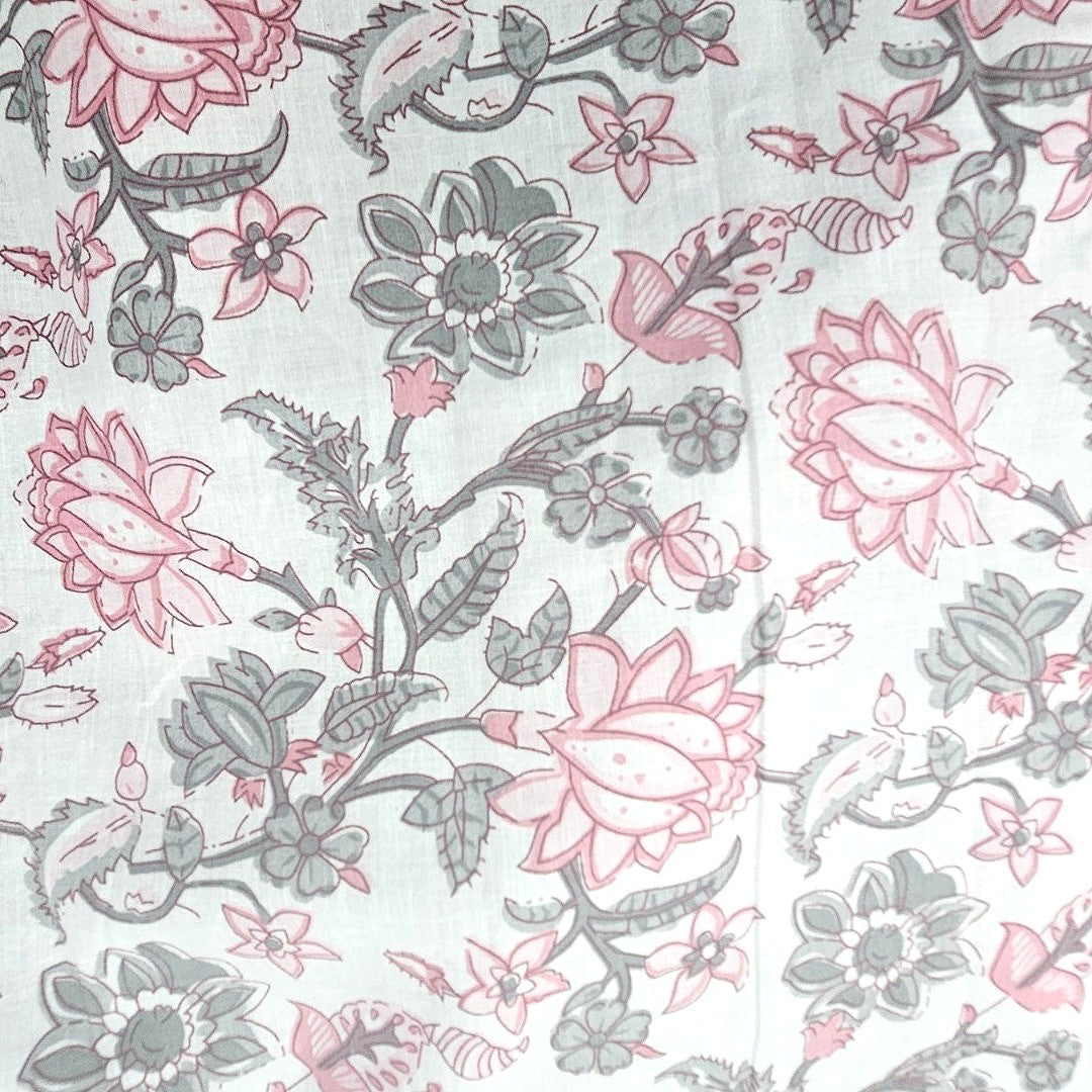 White Floral Cotton Fabric