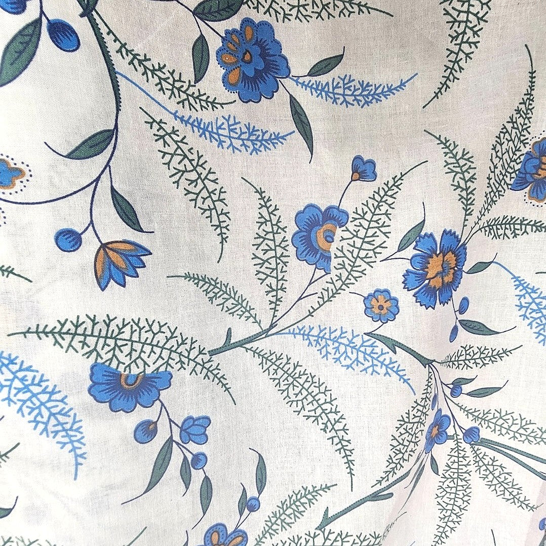 White Floral Cotton Fabric