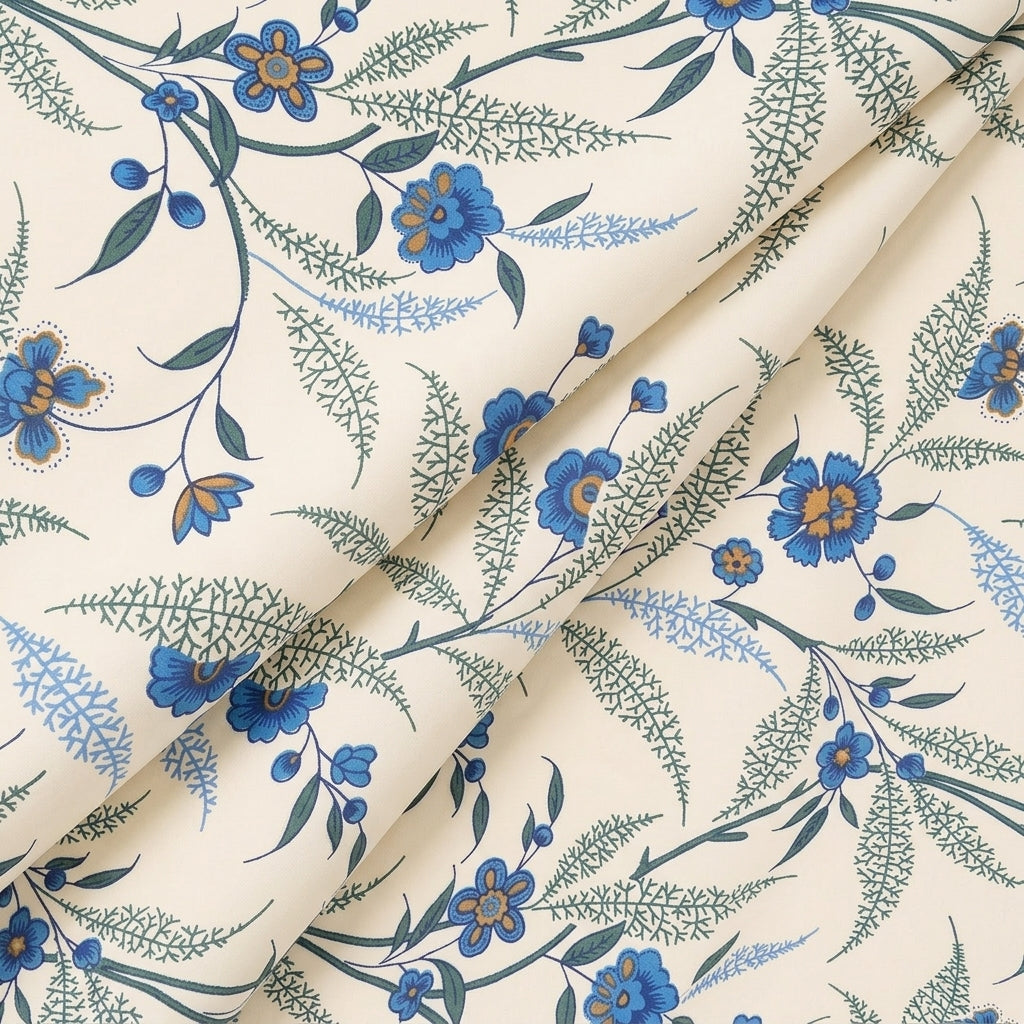 White Floral Cotton Fabric