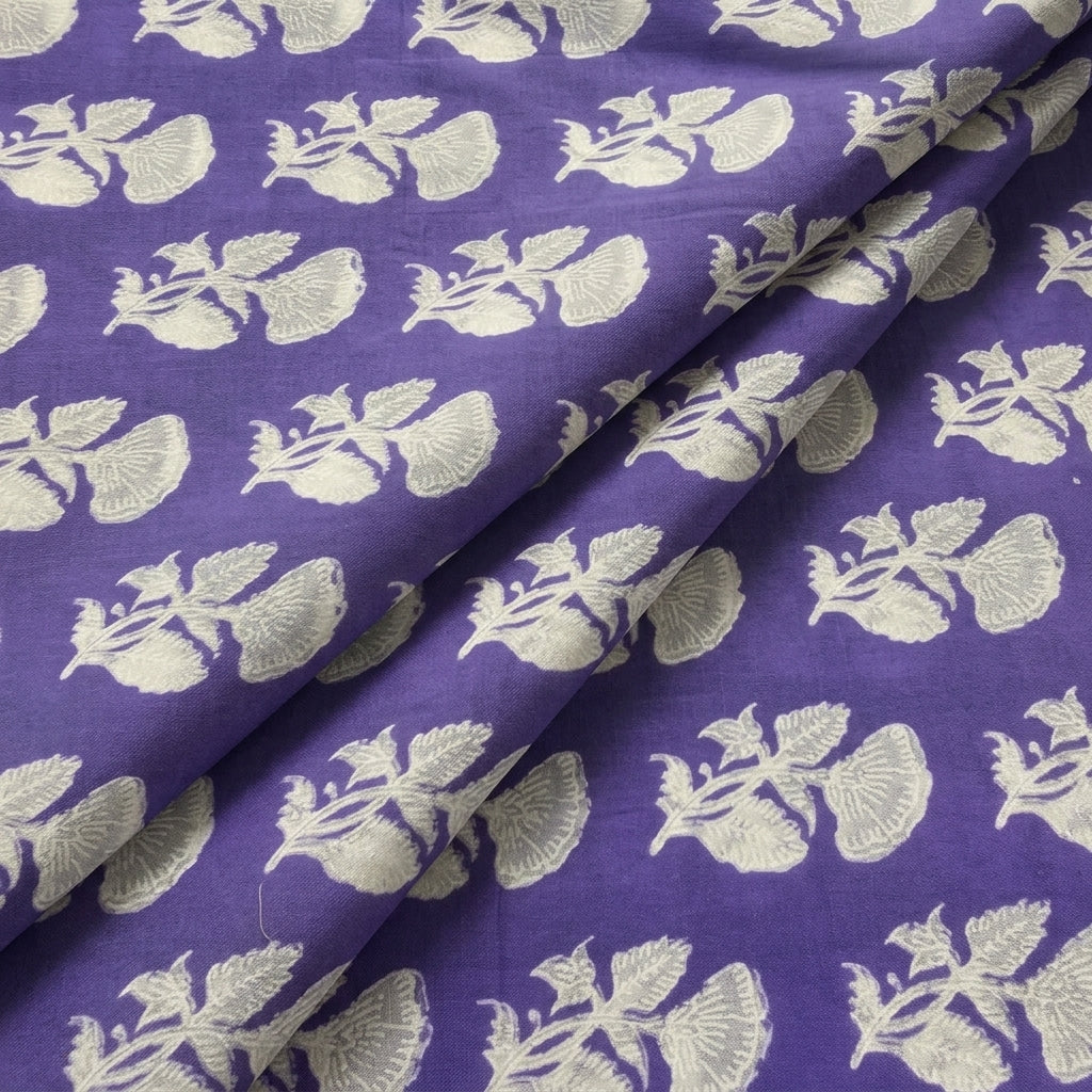 Purple Floral Cotton Fabric - EA4525