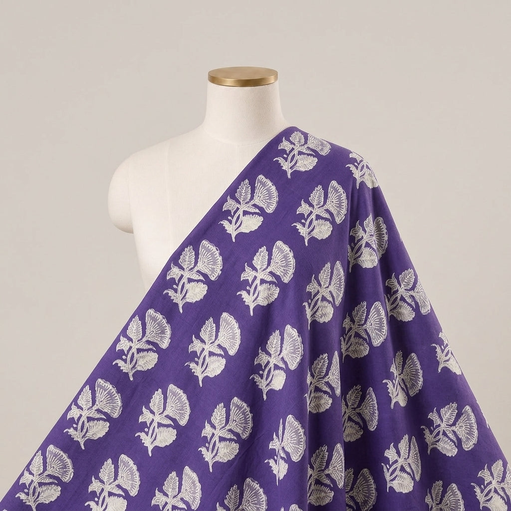 Purple Floral Cotton Fabric - EA4525