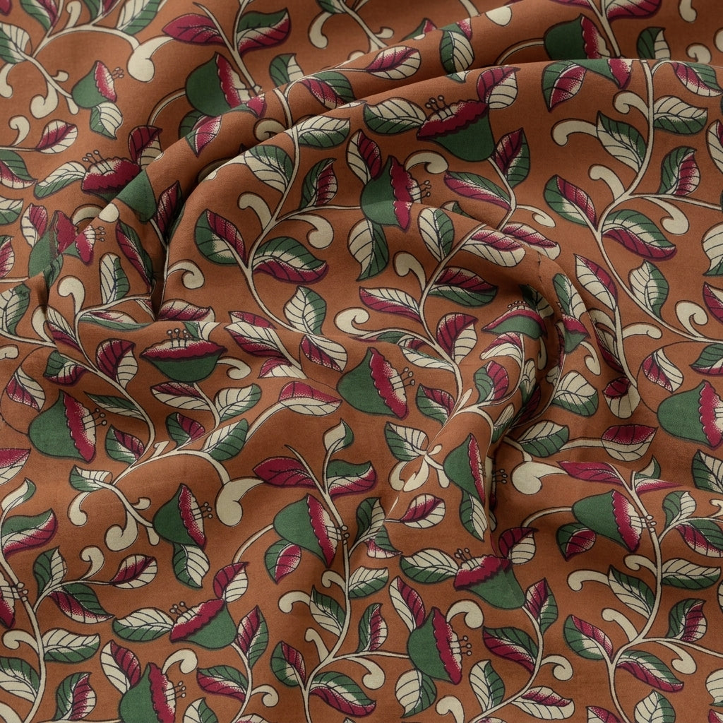 Swirled Floral Mustard Yellow Floral Cotton Fabric