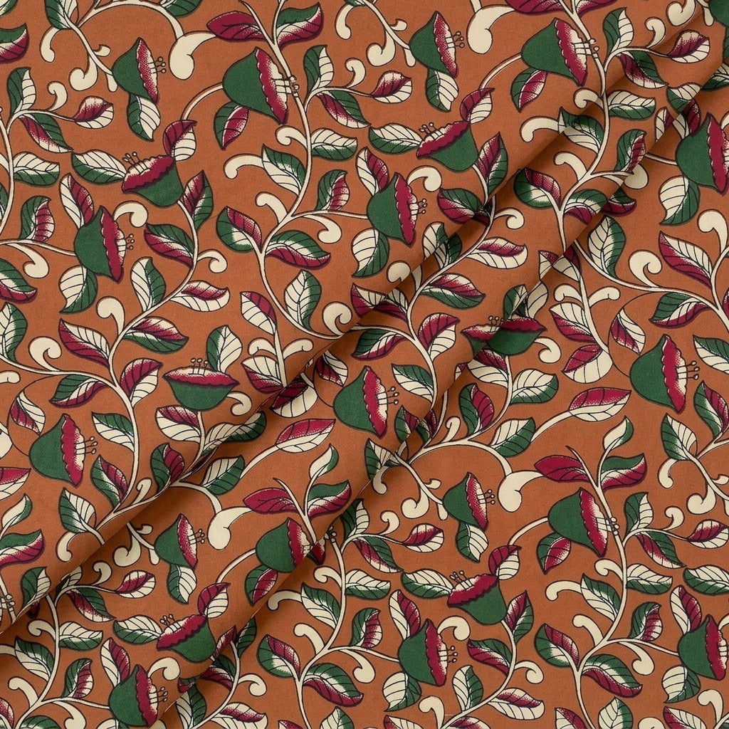 Folded Floral Mustard Yellow Floral Cotton Fabric