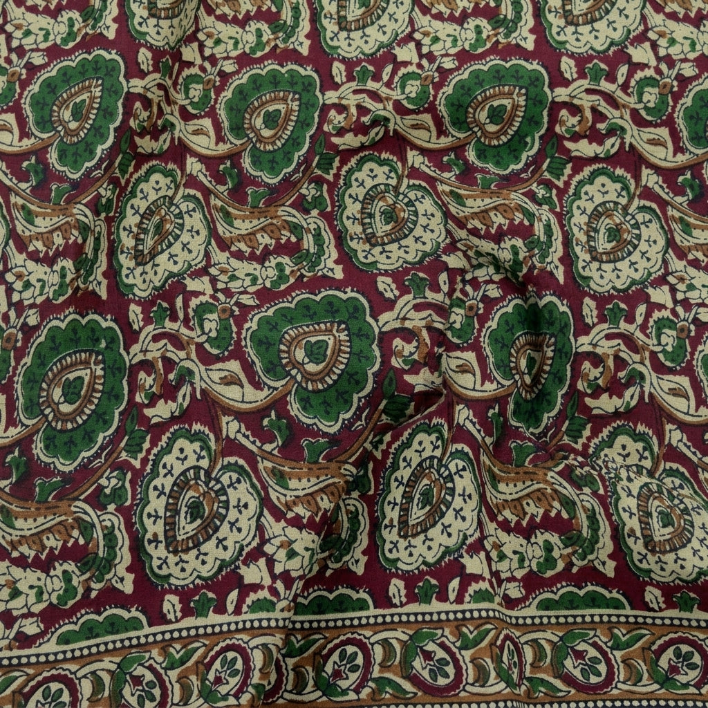 Swirled Paisley Wine Paisley Cotton Fabric
