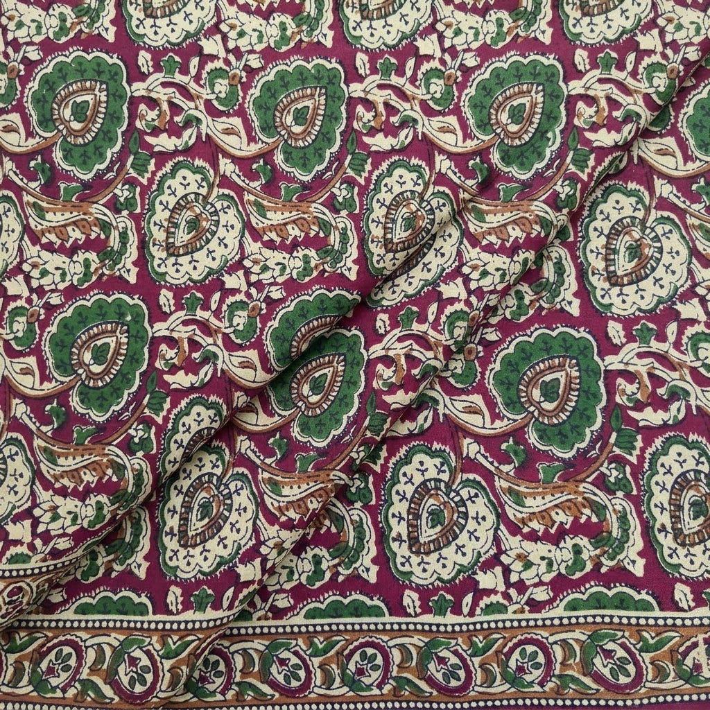 Folded Paisley Wine Paisley Cotton Fabric