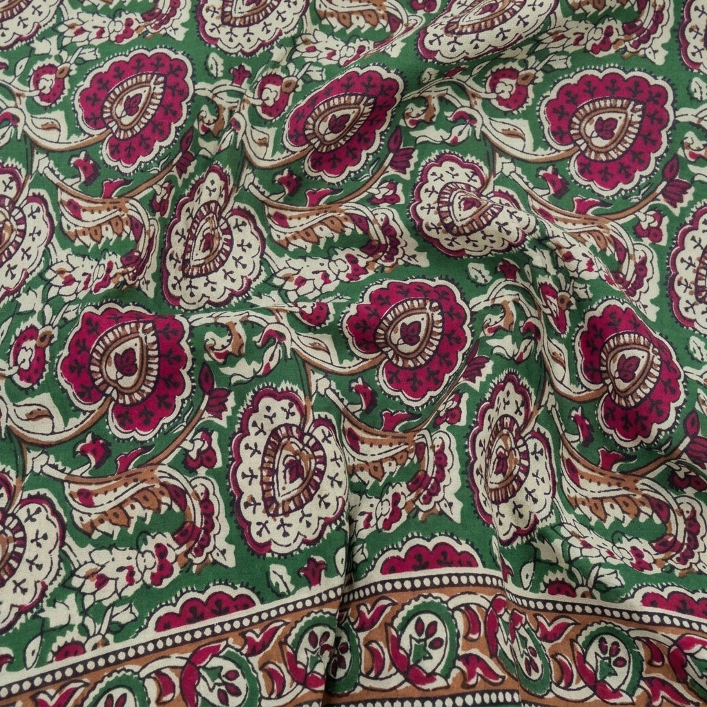 Swirled Paisley Green Paisley Cotton Fabric