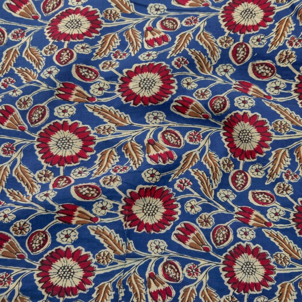 Swirled Floral Blue Floral Cotton Fabric