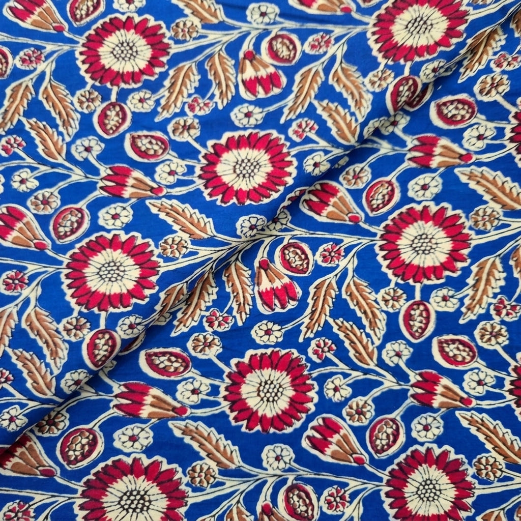 Folded Floral Blue Floral Cotton Fabric