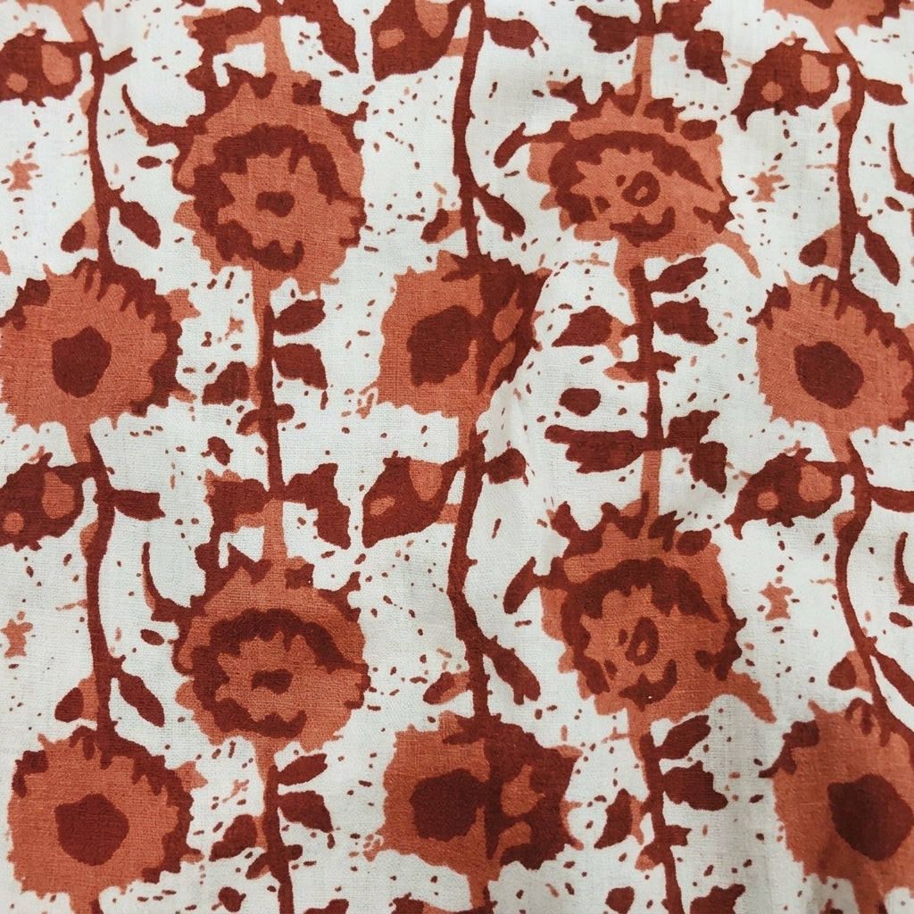 Swirled Floral Orange Floral Cotton Fabric