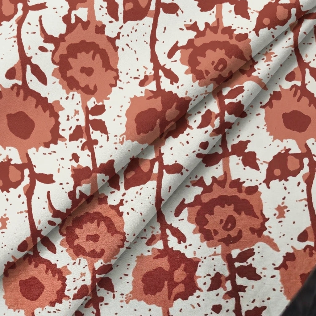 Folded Floral Orange Floral Cotton Fabric