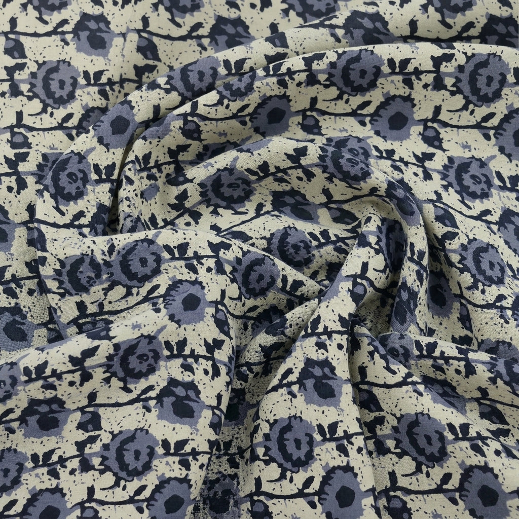 Swirled Batik Cream Batik Cotton Fabric
