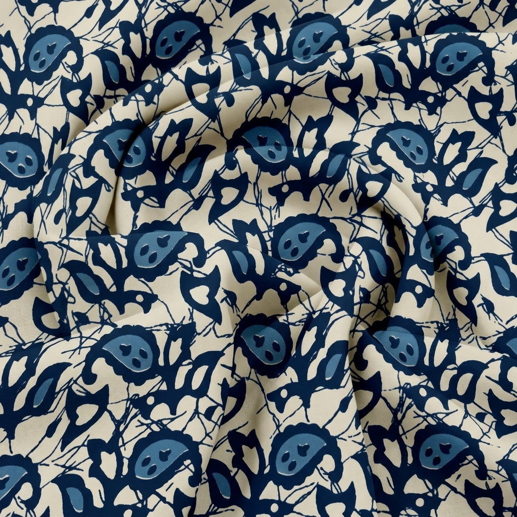Swirled Batik Cream Batik Cotton Fabric