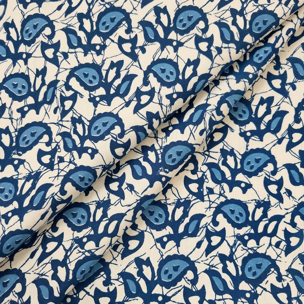 Folded Batik Cream Batik Cotton Fabric