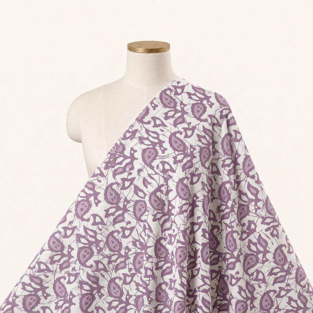 Batik Cream Batik Cotton Fabric Draped as a saree