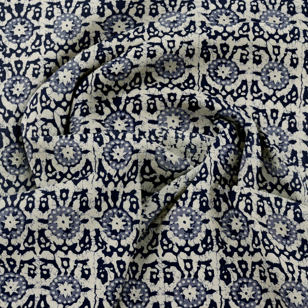 Swirled Batik Cream Batik Cotton Fabric