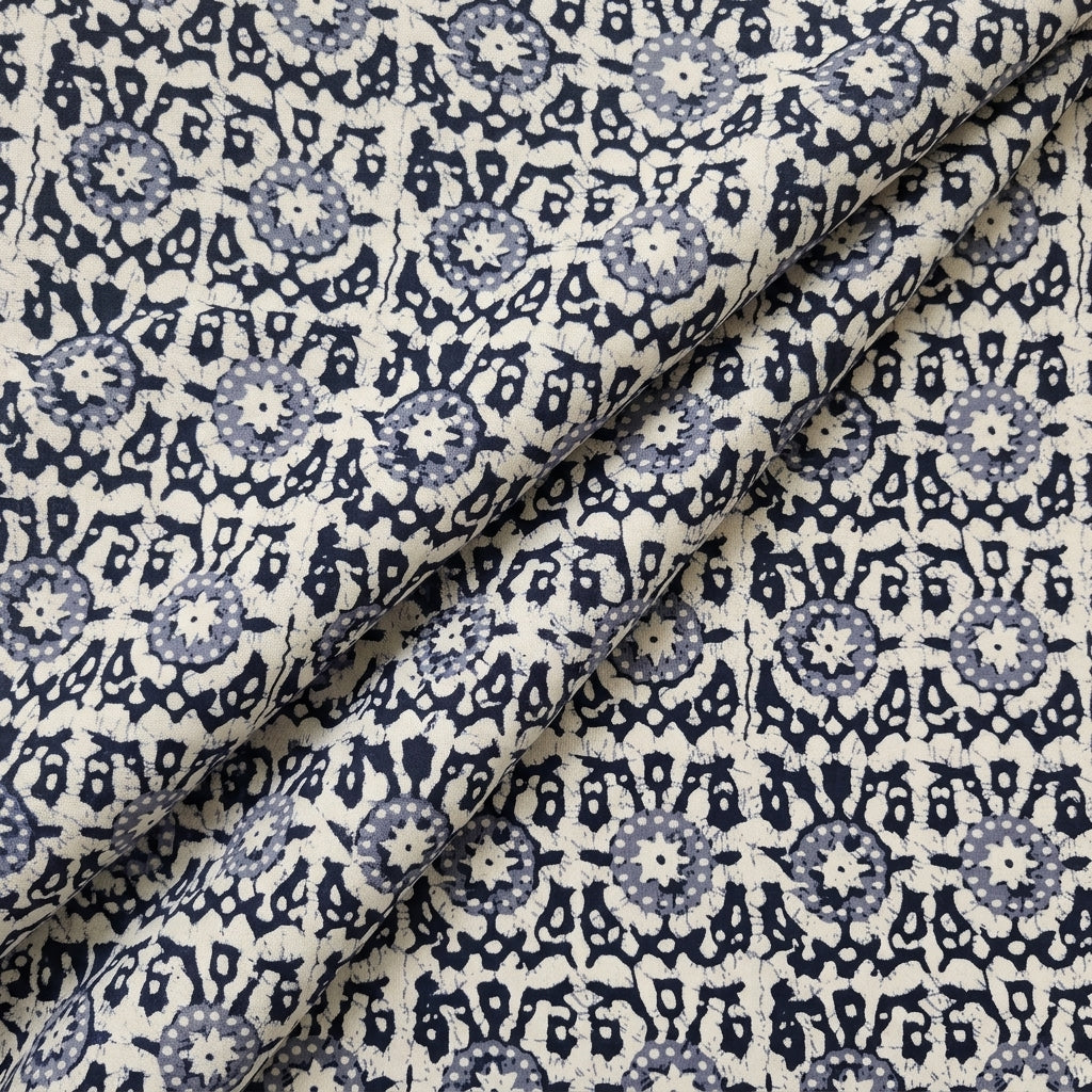 Folded Batik Cream Batik Cotton Fabric