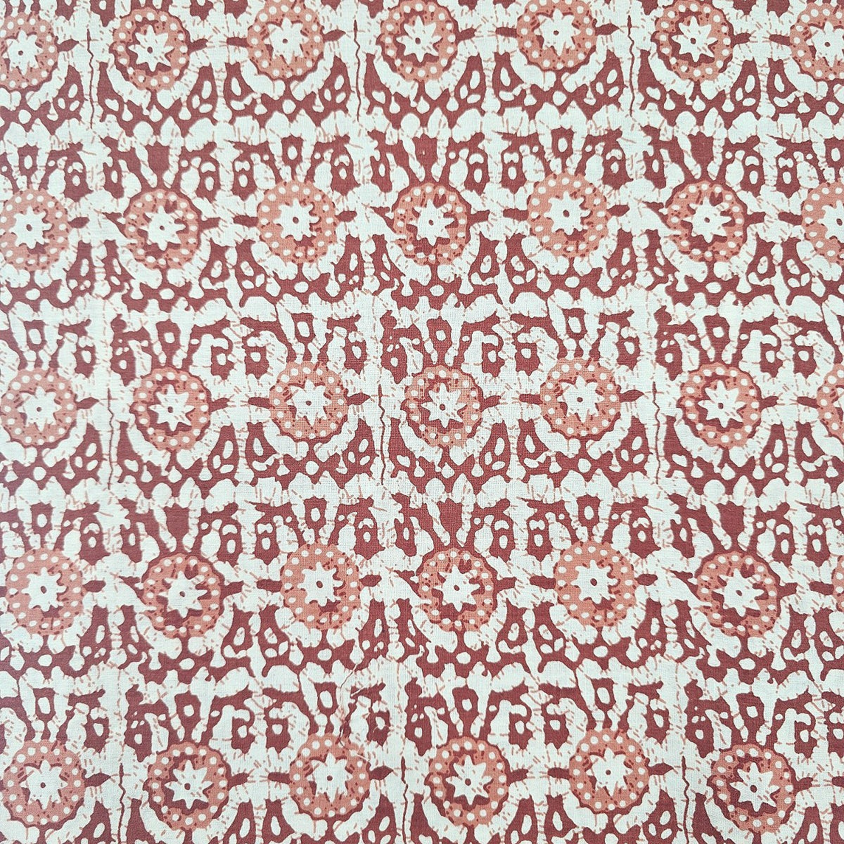 Batik Cream Batik Cotton Fabric Draped as a saree