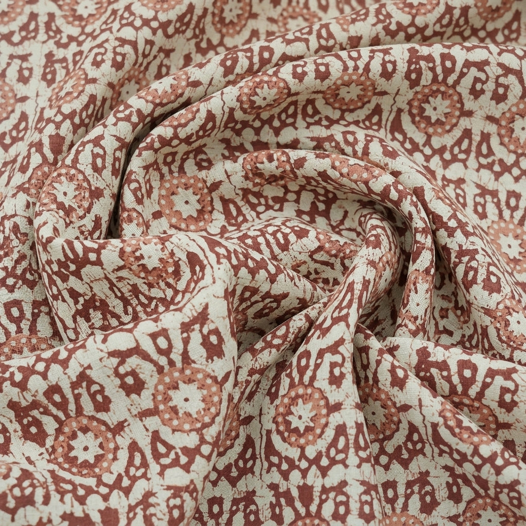 Swirled Batik Cream Batik Cotton Fabric