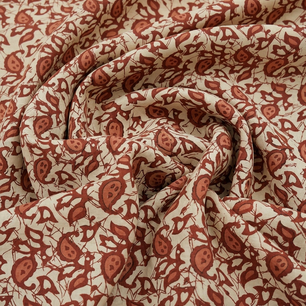 Swirled Batik Cream Batik Cotton Fabric