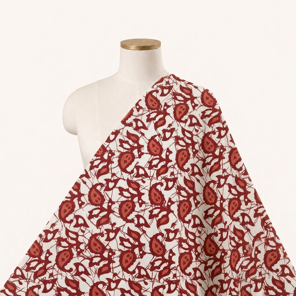 Batik Cream Batik Cotton Fabric Draped as a saree