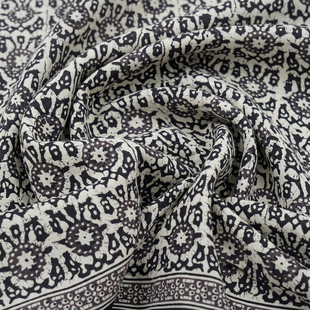 Swirled Batik Cream Batik Cotton Fabric