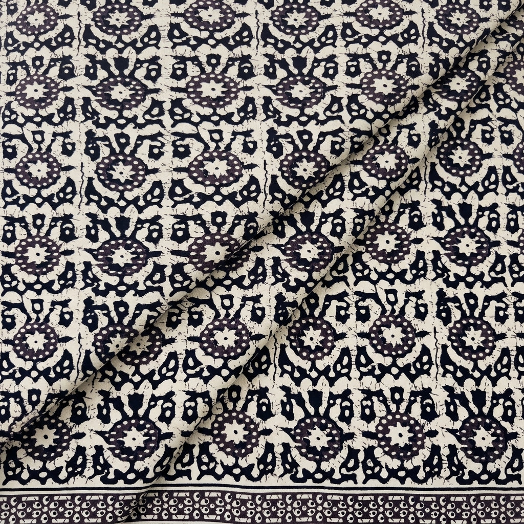 Folded Batik Cream Batik Cotton Fabric