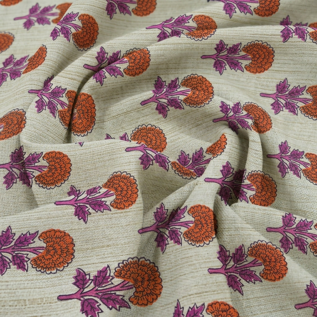 Floral Raw Silk Fabric