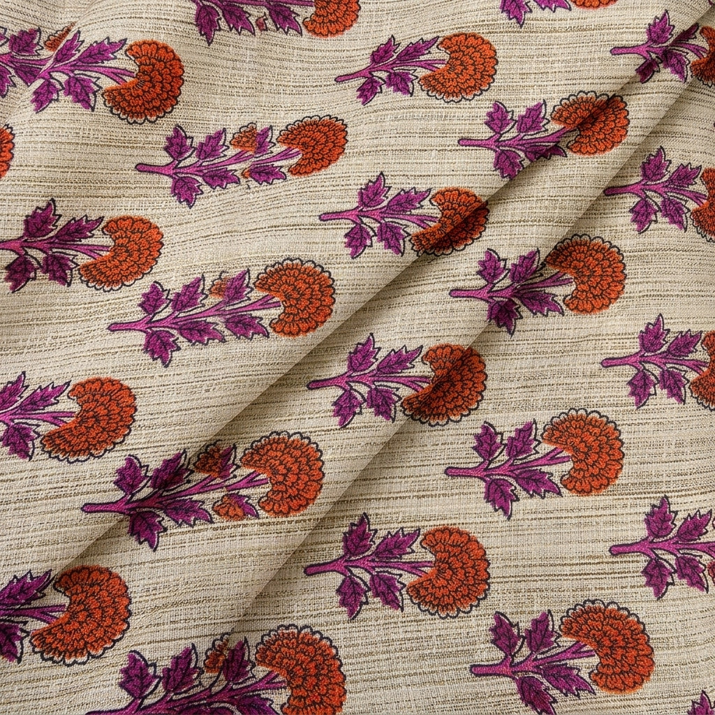 Floral Raw Silk Fabric