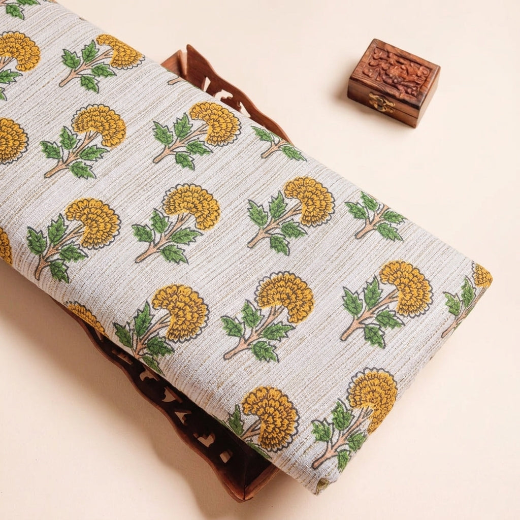 Floral Raw Silk Fabric