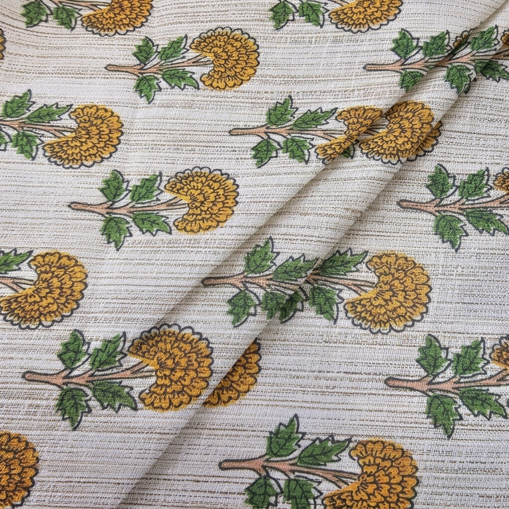 Floral Raw Silk Fabric
