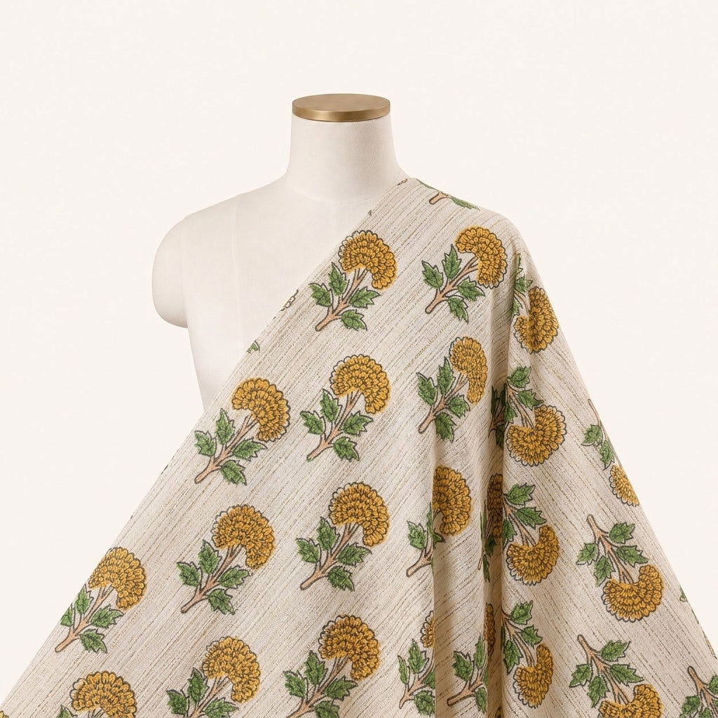 Floral Raw Silk Fabric