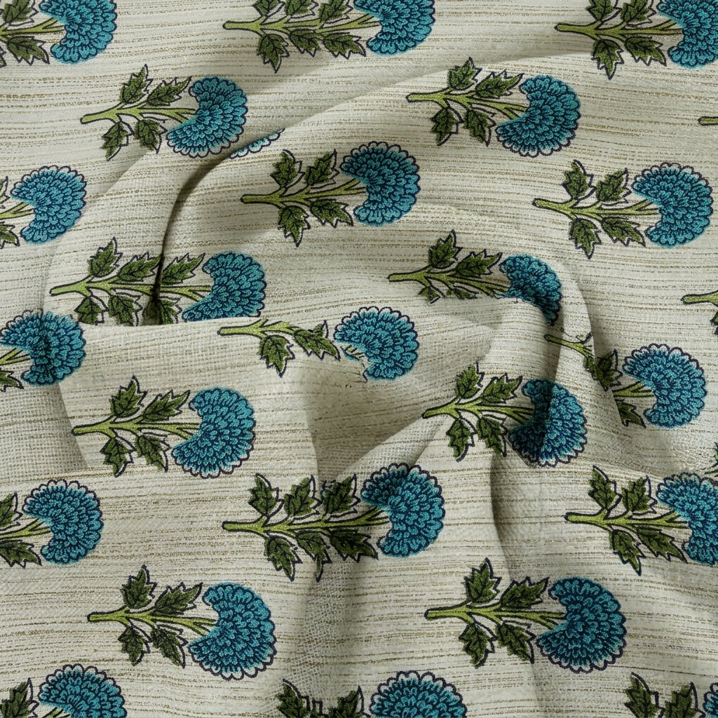 Floral Raw Silk Fabric